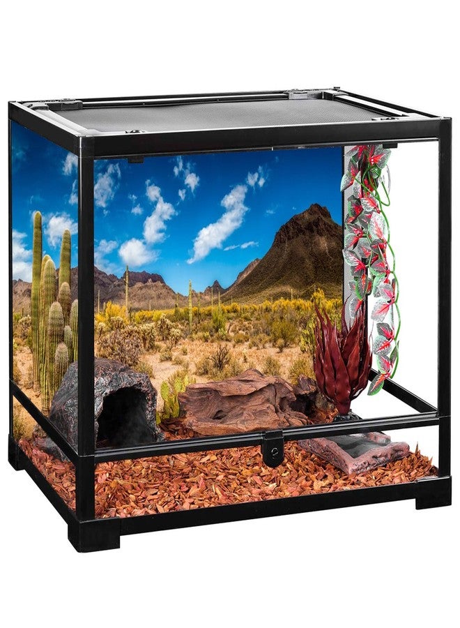 AWERT 48x24 inches Reptile Habitat Background Blue Sky Oasis Cactus Desert Terrarium Background Vinyl - Image 4